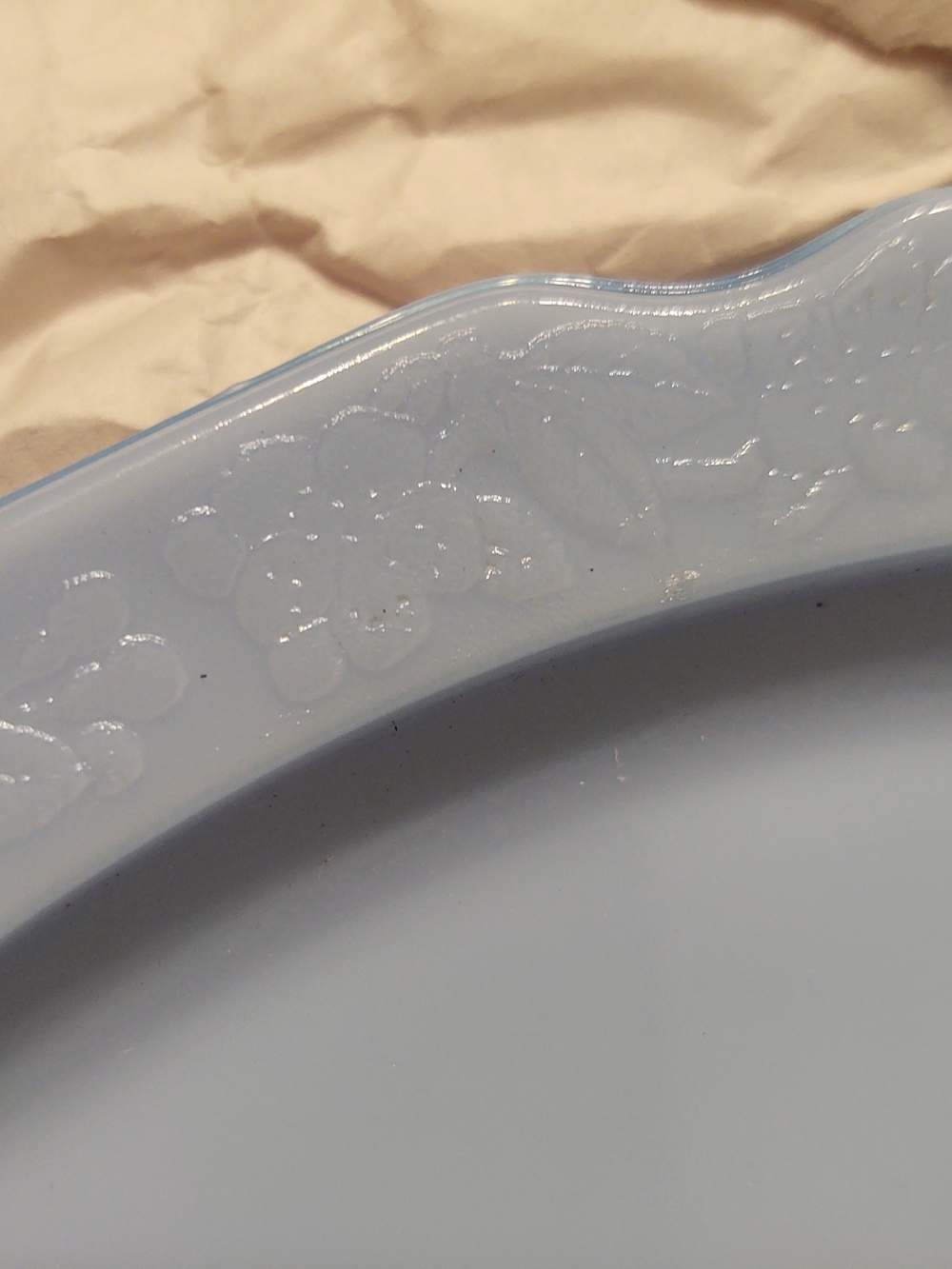 Vintage Jeanette Glass Delphite Blue Tray In Cherry Blossom Pattern - Picture 2 of 8